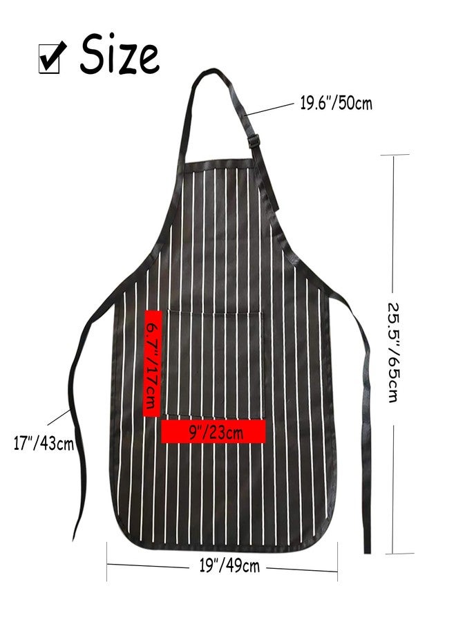 multifuns Kids apron 2 Pack adjustable strap with pockets polyester cotton blend painting cooking art baking aprons for kids age 7-12 years boys girls (Black stripes) - Image 2